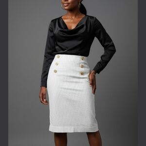 Ann Taylor Pinstripe White Pencil Skirt - Size 6